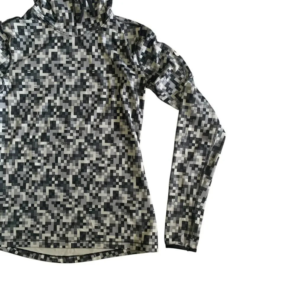 Nike Pro Dri Fit Women's Size M Glitch Pixel Training Camo Hooded T-Shirt